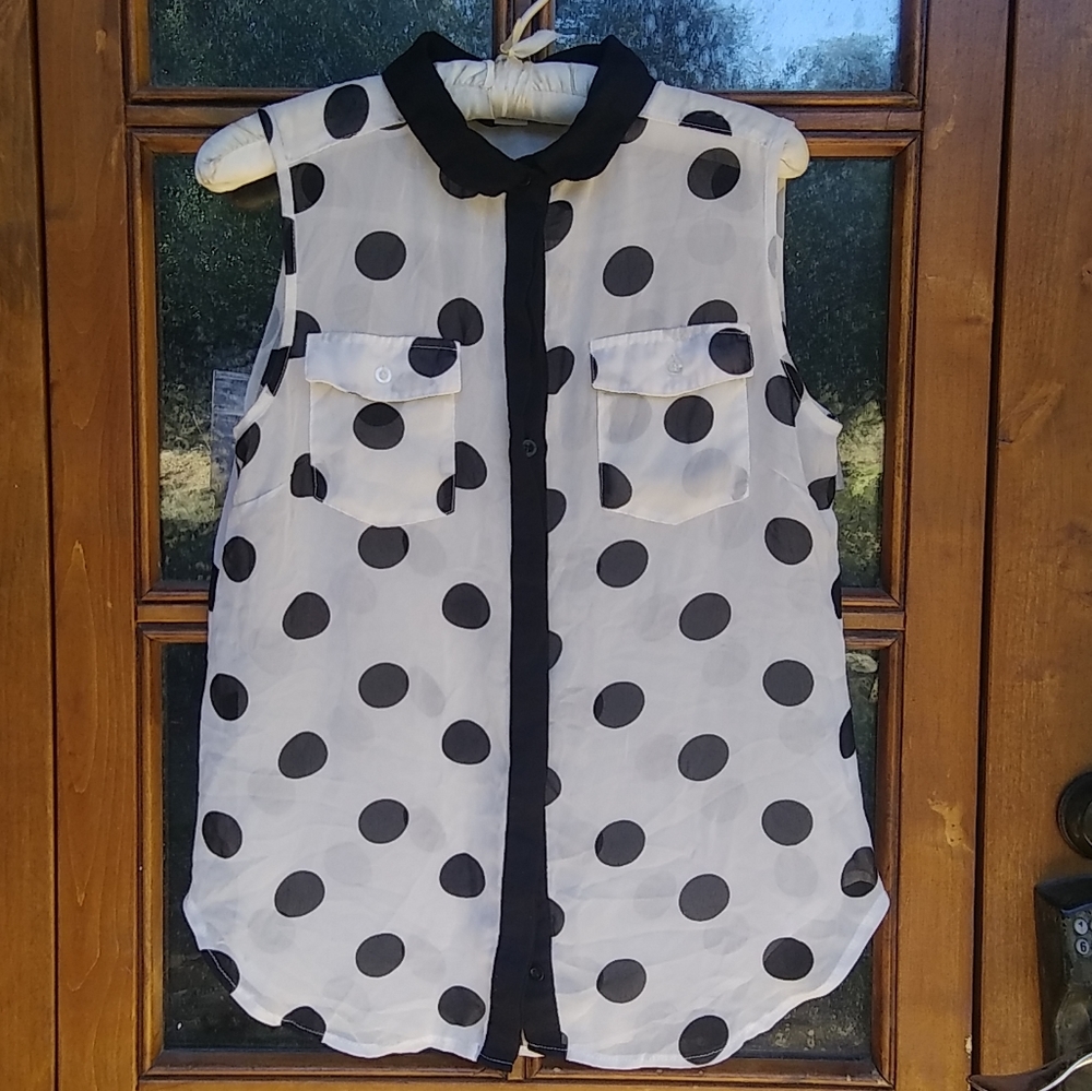 Sheer polka dot blouse